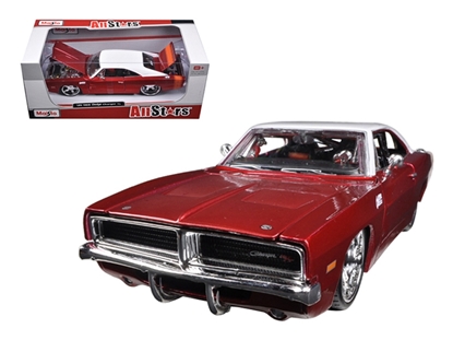 Picture of Maisto 31091 1969 Dodge Charger R/t Burgundy/white 1/25 Diecast Car Model