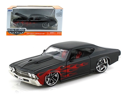 Picture of Jada 90056 1969 Chevrolet Chevelle Ss Black With Flames 1/24 Diecast Car Model
