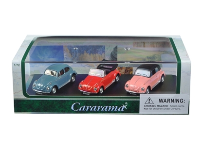 Picture of Cararama 71309 Volkswagen Beetle 3 Piece Gift Set In Display Showcase 1/72 Diecast Model Cars
