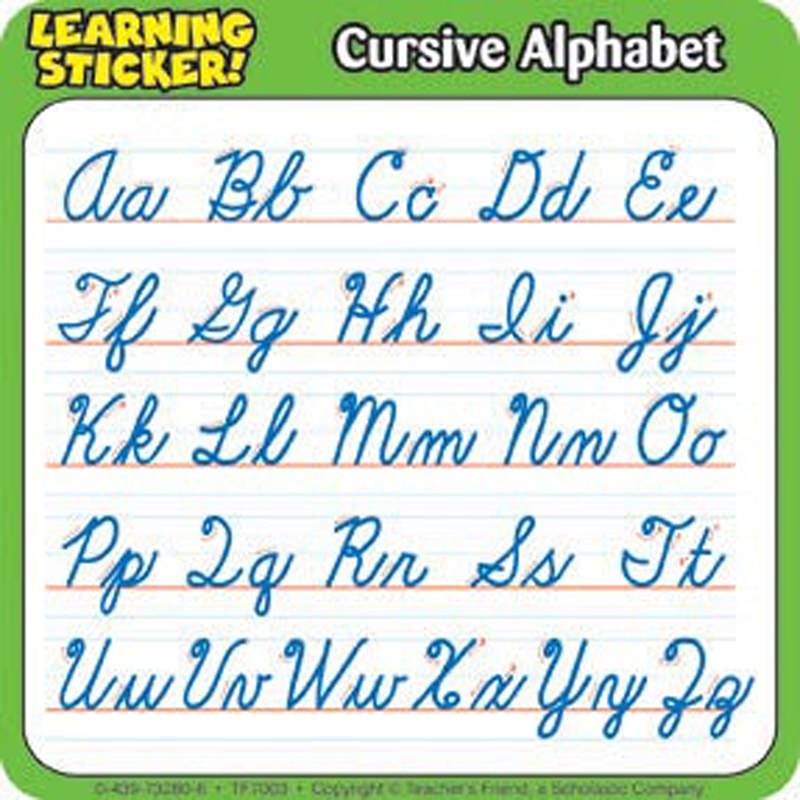 SCHOLASTIC TEACHING RESOURCES 7003 CURSIVE ALPHABET 4IN LEARNING SA SCHOLASTIC TEACHING RESOURCES 7003 CURSIVE ALPHABET 4IN LEARNING SA