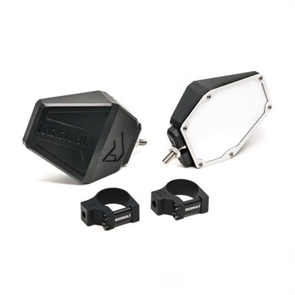 Picture of Assault Industries 101005SM03062 Assault Industries Bomber Side Mirrors w/ 1.75 Inch Clamp - Black/White - 101005SM03062