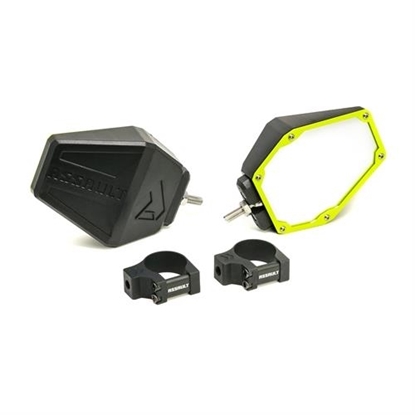 Picture of Assault Industries 101005SM03102 Assault Industries Bomber Side Mirrors w/ 1.75 Inch Clamp - Black/Lime fluorescent - 101005SM03102