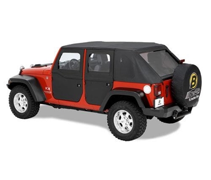 Picture of Bestop 51799-35 Bestop Supertop Two-Piece Rear Doors for Factory Tops Supertops and Sunrider Tops in Black Diamond - 51799-35