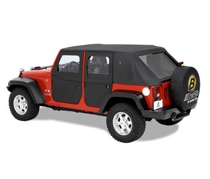 Picture of Bestop 51798-35 Bestop Supertop Two-Piece Front Doors for Factory Tops, Supertops, and Sunrider Tops in Black Diamond - 51798-35
