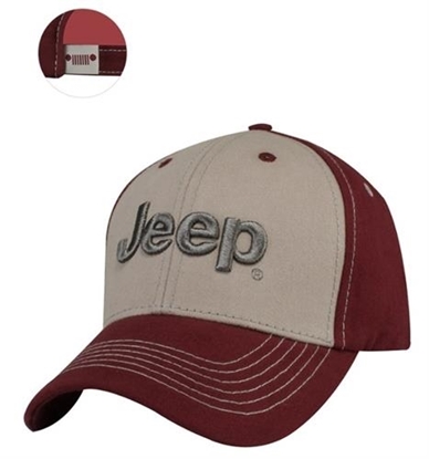 Picture of Jeep 11HVY Jeep 3D Silver Logo Hat (Gray/Maroon) - 11HVY