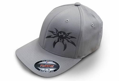 Picture of Poison Spyder Customs 50-46-206-S Poison Spyder FlexFit Spyder Logo Hat in Light Gray, Small/Medium - 50-46-206-S
