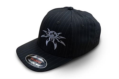 Picture of Poison Spyder Customs 50-46-202-S Poison Spyder Flexfit Spyder Logo Hat in Black Pinstripe - 50-46-202-S