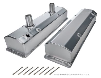 Valve Covers SBC Fab Aluminum w/Tubes