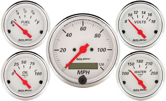 Arctic White Gauge Kit W/Red Pointer