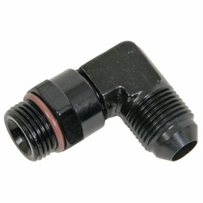 #8 x 3/4-16 90 Deg Swivel Adapter Black