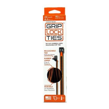 Zip Ties 8in Releasable Black / Orange 24pk