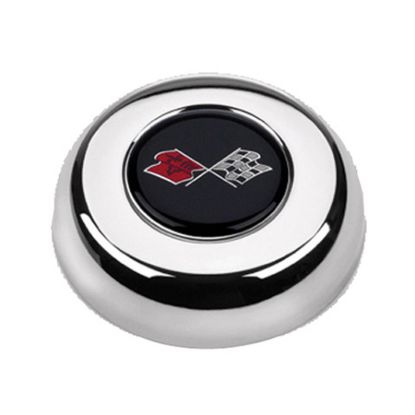 Chrome Horn Button Corvette Flags