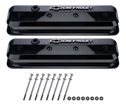 SBC Valve Covers Slant Edge Liquid Black