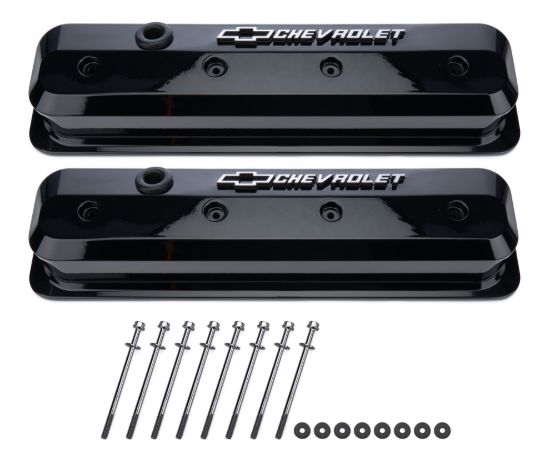 SBC Valve Covers Slant Edge Liquid Black