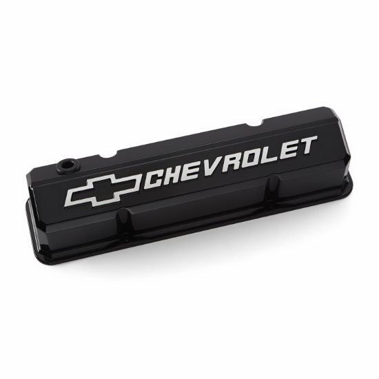 SBC Valve Covers Slant Edge Liquid Black