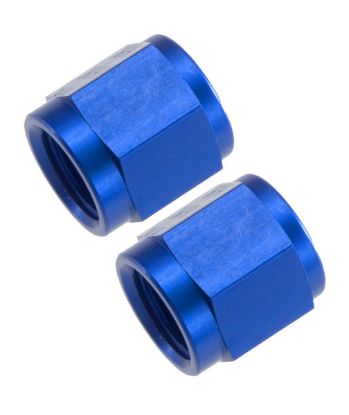 6AN Aluminum Tube Nut 3/8in Hard Line 2pcs BLU