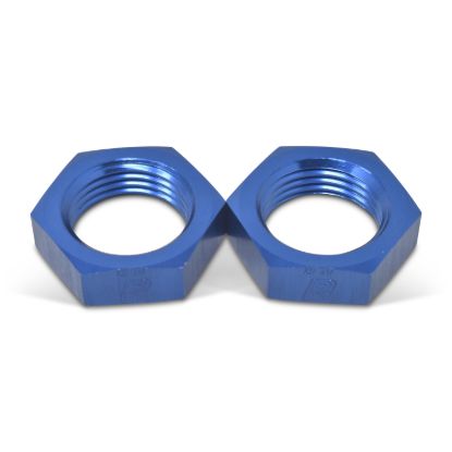 4AN Bulkhead Nuts Blue 2/pkg