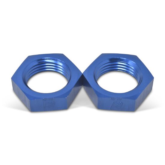 4AN Bulkhead Nuts Blue 2/pkg