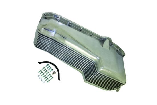 Oil Pan 1958-79 SB Chevy 262-400 Finned Polished