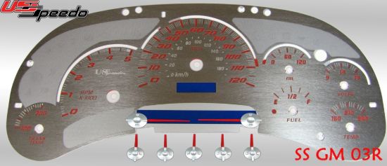 Picture of US Speedo Instrument Cluster Gauge Face Kit - SSGM03R
