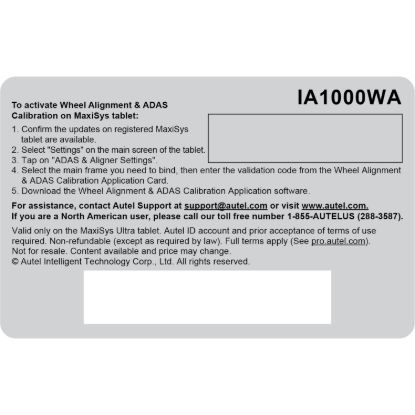 Picture of Autel Advance Driver Assistance System (ADAS) Calibration Software - IA1000WAUP