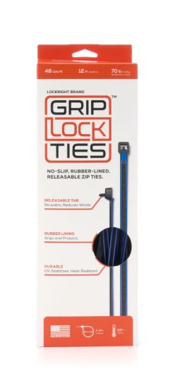 Zip Ties 12in Releasable Black / Blue 48pk