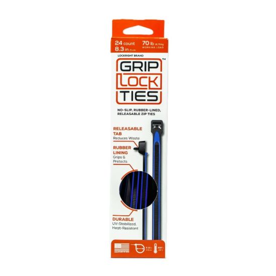 Zip Ties 8in Releasable Black / Blue 24pk