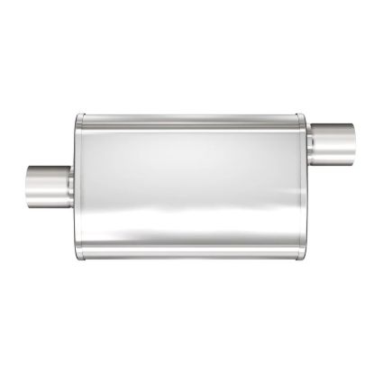 Stainless Muffler 3in Center In / Offset Out