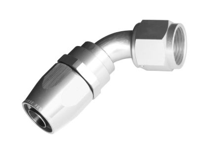 6AN 60Deg FM Hose End Aluminum Clear