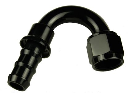 8AN 150 Degree AN/Hose End Push Lock Black