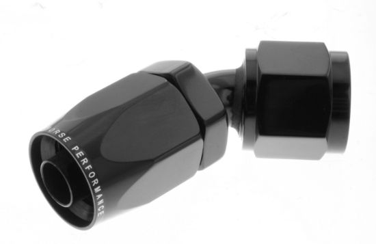 12AN 45Deg Female Alum Hose End Black
