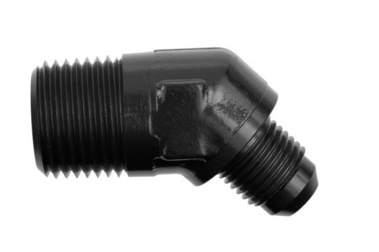 6AN 45Deg Male Adapter to 1/2in NPT Male Black