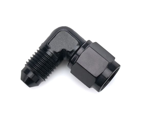 4AN male to 4AN Female Fitting  90-Deg  Black