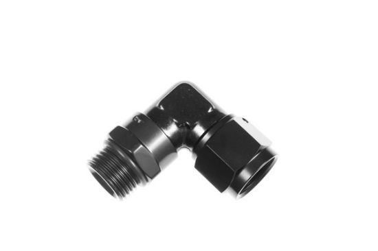 8AN Female to 8AN ORB Male Swivel  90Deg Black