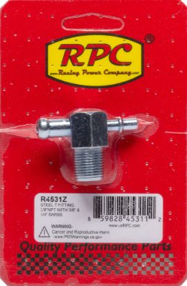Steel T Fitting 3/8In NPT 3/8In & 1/4In Barbs