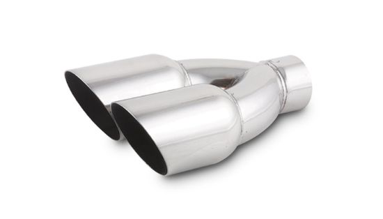 Dual 3.5in Round Stainle ss Steel Tips Single Wal