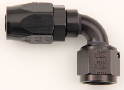 #6 90 Deg Double Swivel Hose End Black