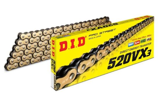 D.I.D X-RING CHAIN 520VX3 GOLD & BLACK 100FT ZJ