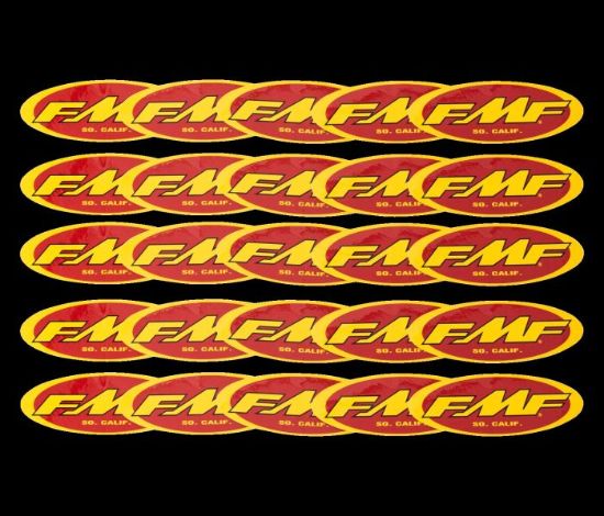 FMF 5" OVAL STICKER (YEL/RED) (25 PACK)
