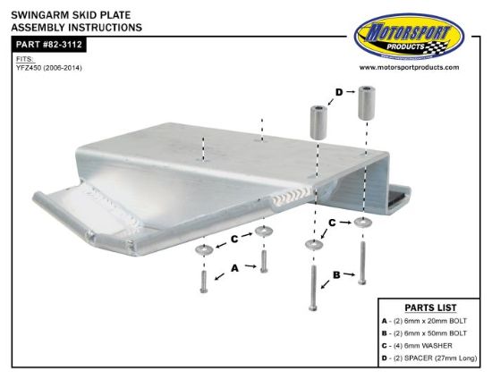 SKIDPLATE SWINGARM YFZ450