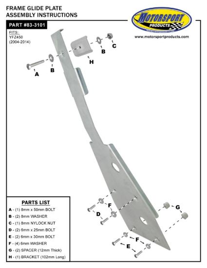 SKIDPLATE CHASSIS YFZ450