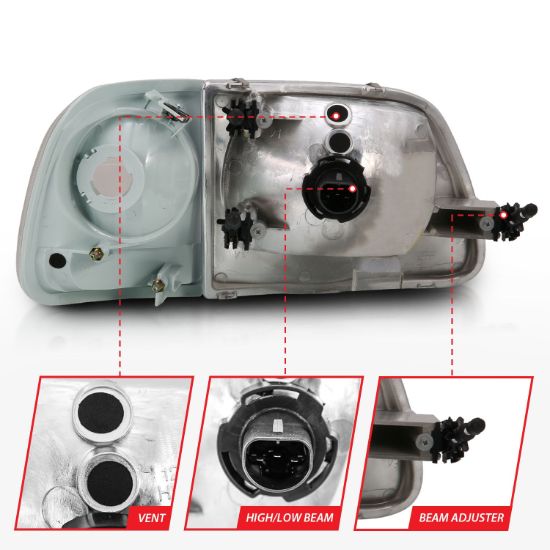 ANZO CRYSTAL HEADLIGHT SET; CLEAR LENS - 111438