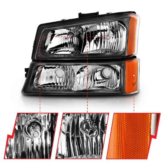 ANZO CRYSTAL HEADLIGHT SET; CLEAR LENS; - 111452