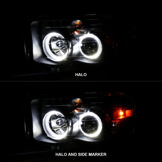 ANZO PROJECTOR HEADLIGHTS W/ HALO BLACK - 111490