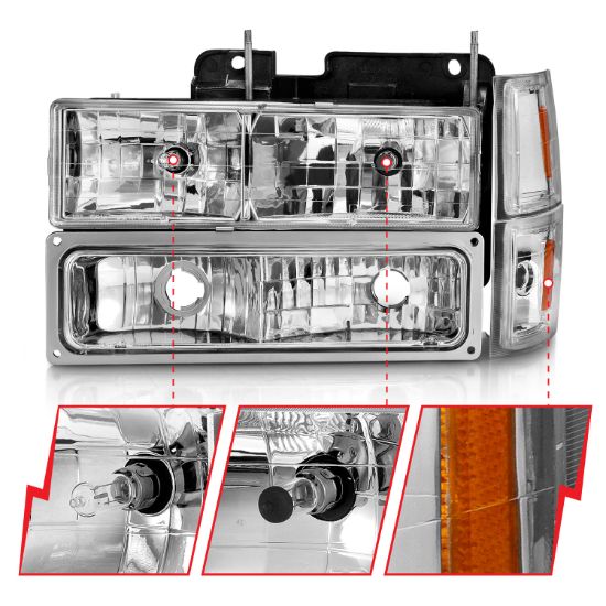 ANZO CRYSTAL HEADLIGHTS CHROME HOUSING W - 111506