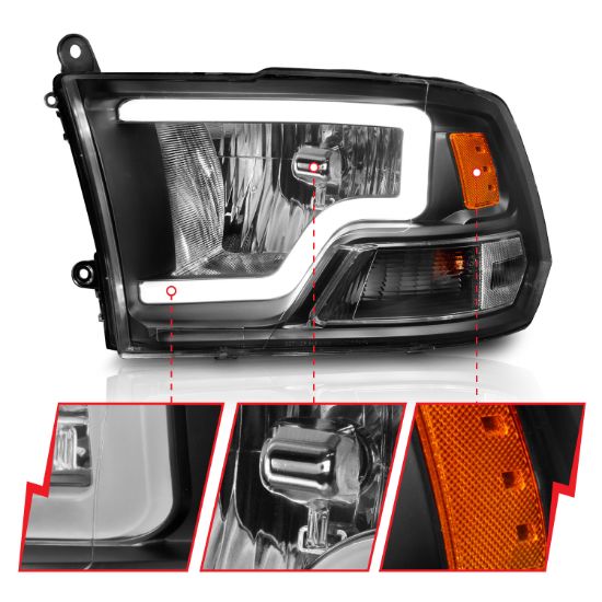 ANZO CRYSTAL HEADLIGHTS W/ LIGHT BAR BLA - 111515