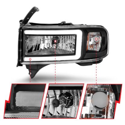 ANZO LED CRYSTAL HEADLIGHT; W/ LIGHT BAR - 111554