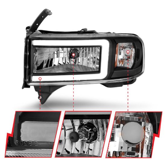 ANZO LED CRYSTAL HEADLIGHT; W/ LIGHT BAR - 111554