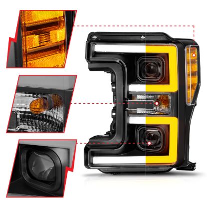 ANZO LED PROJECTOR HEADLIGHT; BLACK HOUS - 111577