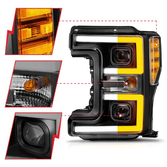 ANZO LED PROJECTOR HEADLIGHT; BLACK HOUS - 111577